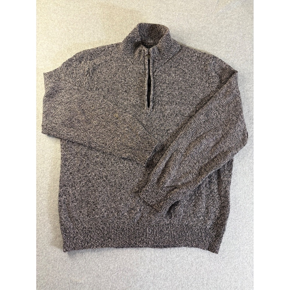 Calvin Klein Jeans Mens Large Quarter‎ Zip Cotton Knit Marled Gray Sweater L